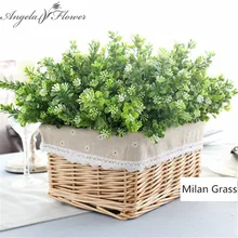 7 филиал/Букет пластиковая искусственная трава зеленый завод Милан трава с листьев установка завод настенный Декор Цветок аксессуары завод искусственные цветы тычинки цветов декор дома