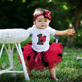 

1 Year Baby Girl Birthday Dress Minne Dots Baby Girls Dress 1st Birthday Outfit Romper Tutu Dresses Christening Dress For Baby