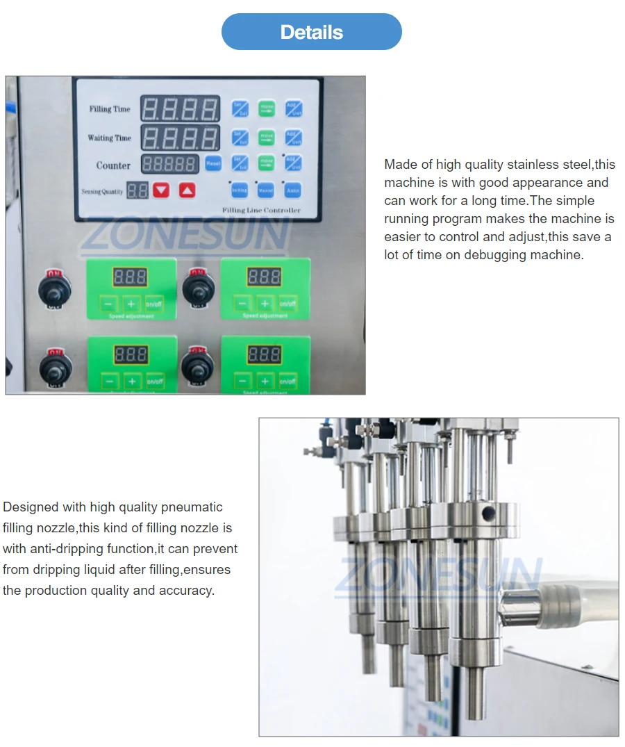 ZONESUN ZS-DTPP4E Пневматическая автоматическая машина для наполнения жидкостью с 4 насадками Лосьон Глазные капли Сок Масло Гелевый наполнитель Перистальтический насос 