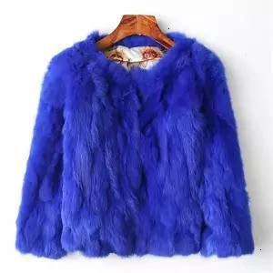 Зимние короткие теплые пальто из натурального меха, женская мягкая меховая куртка с кроличьим мехом, Женская плюшевая верхняя одежда, повседневная верхняя одежда размера плюс, модная новинка для женщин - Цвет: Синий