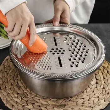 

3Pcs/Set Multifunctional Kitchen Graters Cheese With Stainless Steel Drain Basin For Vegetables Fruits Salad Cutter Kitchen Tool