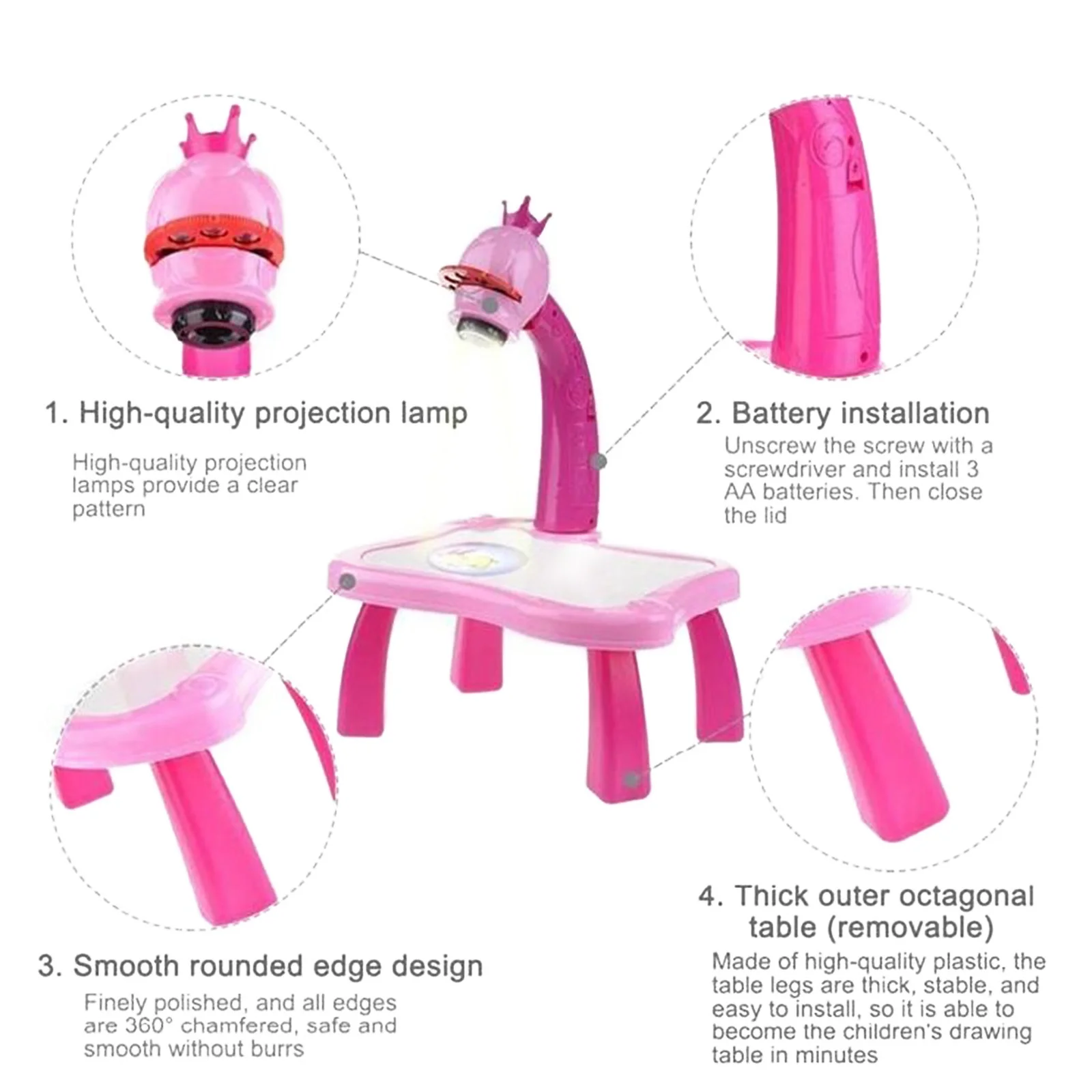 Kids Toy Painting Drawing Table Led Projector Music Toys Kids Arts and Crafts for Children Notebook Pen Office Toddler Toy