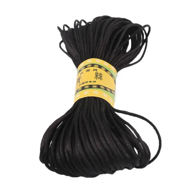 Black rope 1 шт. 1 мм 80 м атласная шелковая веревка нейлоновый шнур красочный детский Прорезыватель аксессуары ожерелье-прорезыватель веревка для плетения DIY силиконовый инструмент из бисера - Цвет: Black rope