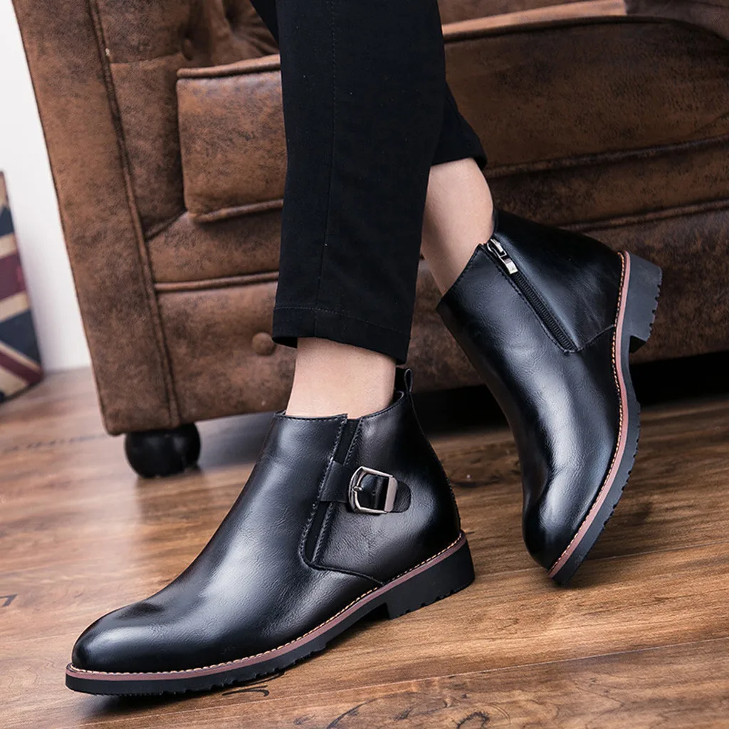 Туфли-Челси; мужские ботинки с острым носком; повседневные кроссовки с высокой пряжкой; нескользящие рабочие ботинки