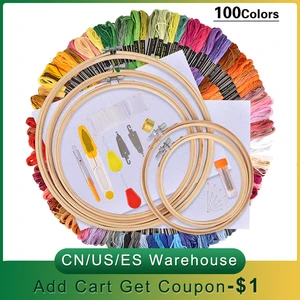 50/100 цветов, набор игл для вышивания, ручка для вышивания, Набор для вышивания ниток, набор для вязания, для женщин, мам, сделай сам, аксессуары для шитья с пинцетом - изображение