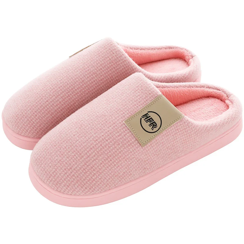 Pink Модные однотонные зимние тапочки; женские плюшевые теплые домашние тапочки из термопластичной резины; женские удобные мягкие домашние шлепанцы; Повседневная обувь; большие размеры 43-47 - Цвет: Pink