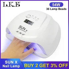 LKE Сушилка для ногтей SUN X 48 Вт 54 Вт УФ светодиодный светильник лампа для ногтей машина для полировки художественный Гель-лак для ногтей автоматический ручной датчик инструменты для дизайна ногтей