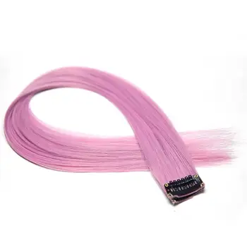 

Neitsi 20'' Single Clip In One Piece Synthetic Hair Extensions Straight Hairpiece Pink Color Heat Resistant Female Hairpin