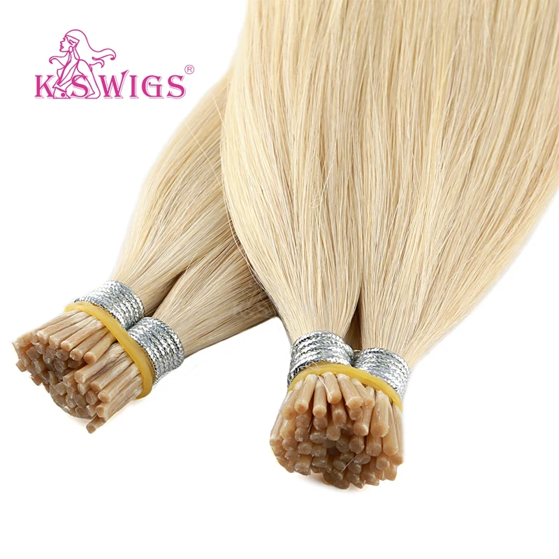 K.S парики 1 г/локон I Tip Stick кератиновые натуральные Remy Прямые Предварительно