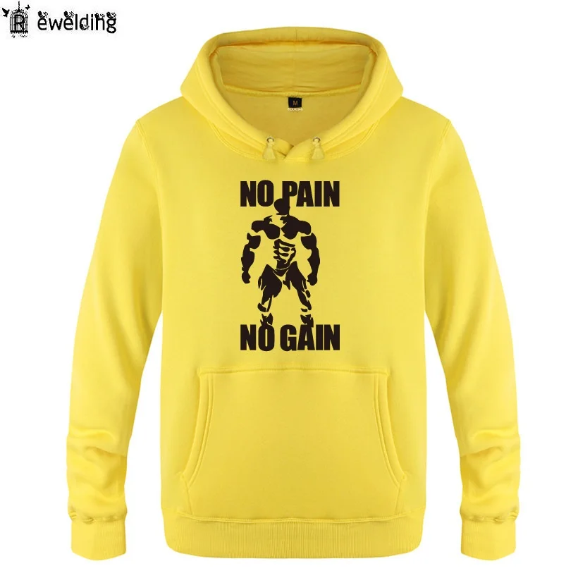 

Mens Hoodies No Pain No Gain Printed Hoodie Men Fleece Long Sleeve Man's Sweatshirt Fitness Pullover Tracksuit Moleton Masculino