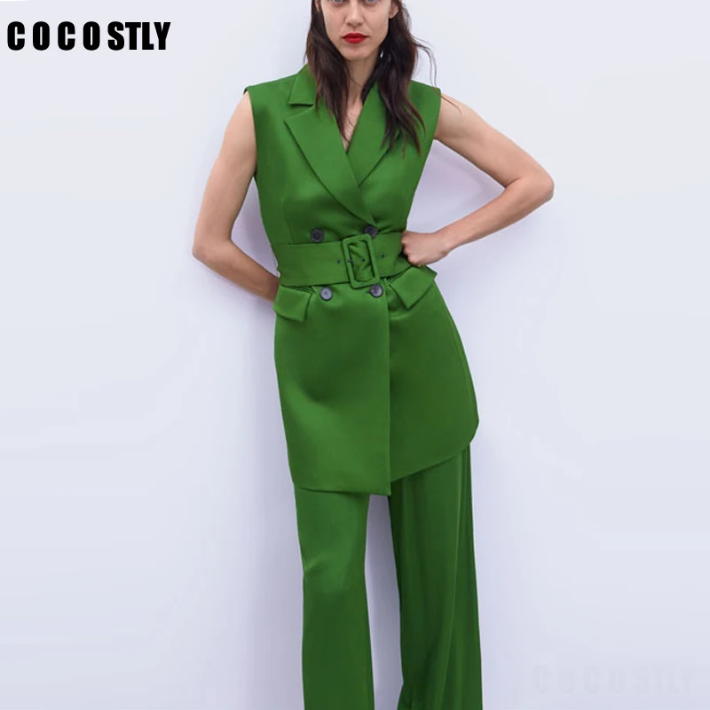 

Jacket Women Sleeveless Jacket Vests Women Elegant Tailored Collar Tie Belt Waistcoat gilet femme