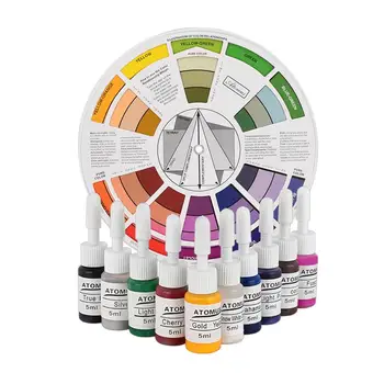 

ATOMUS Professional Tattoo Nail Pigment Color Wheel Paper Card Mix Round Guide