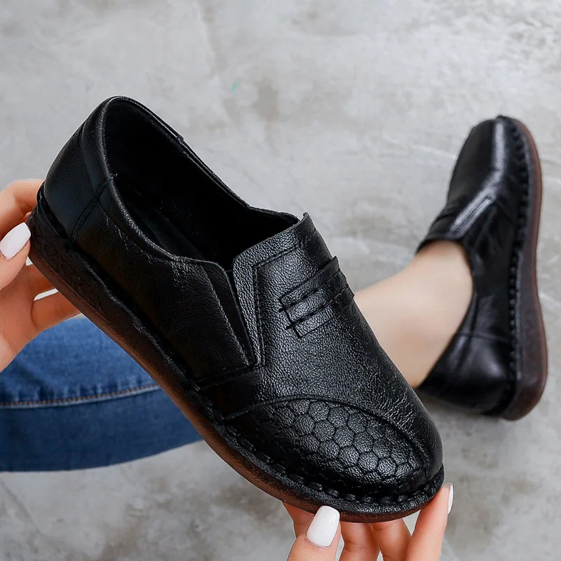 GKTINOO Fashion Women Shoes Genuine Leather Loafers Women Casual Shoes Mother Soft Comfortable Flats Non-slip