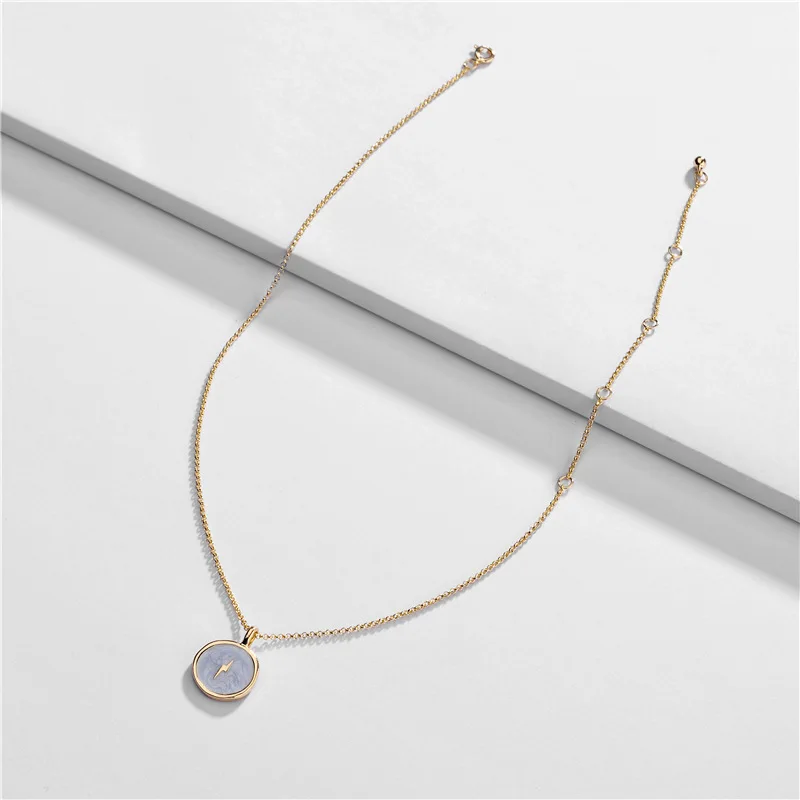 Joolim высокого класса золотой цвет круглый эмаль Луна Звезда подвеска в виде подковы ожерелье Decliated модное ожерелье
