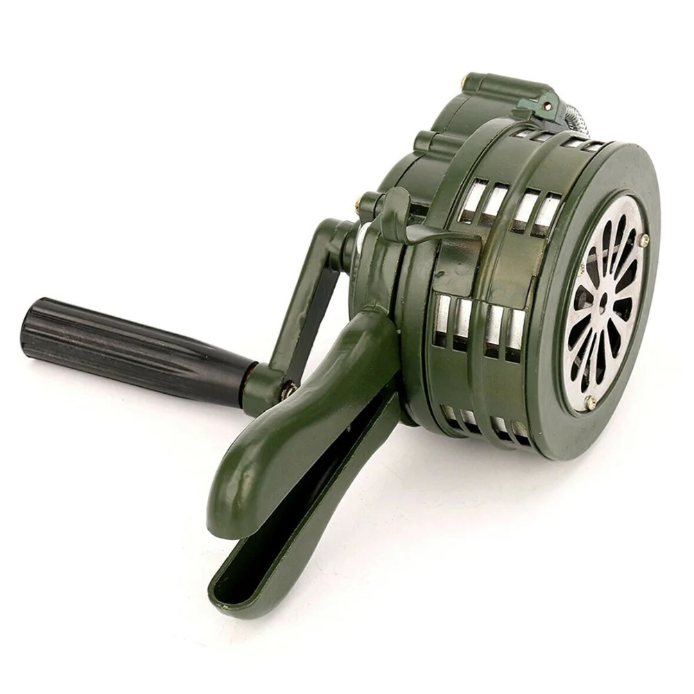 Hand Crank Siren Horn 110dB Manual Operated Metal Alarm Air Raid Emergency Safety EIG88