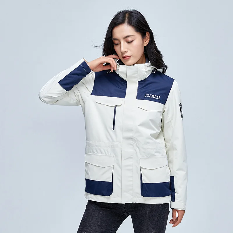 Winter Couples With The Same Style Of Jackets, Ski Suits, Outdoor Fishing Suits, Three-in-one Detachable Plus Velvet Ski Jackets