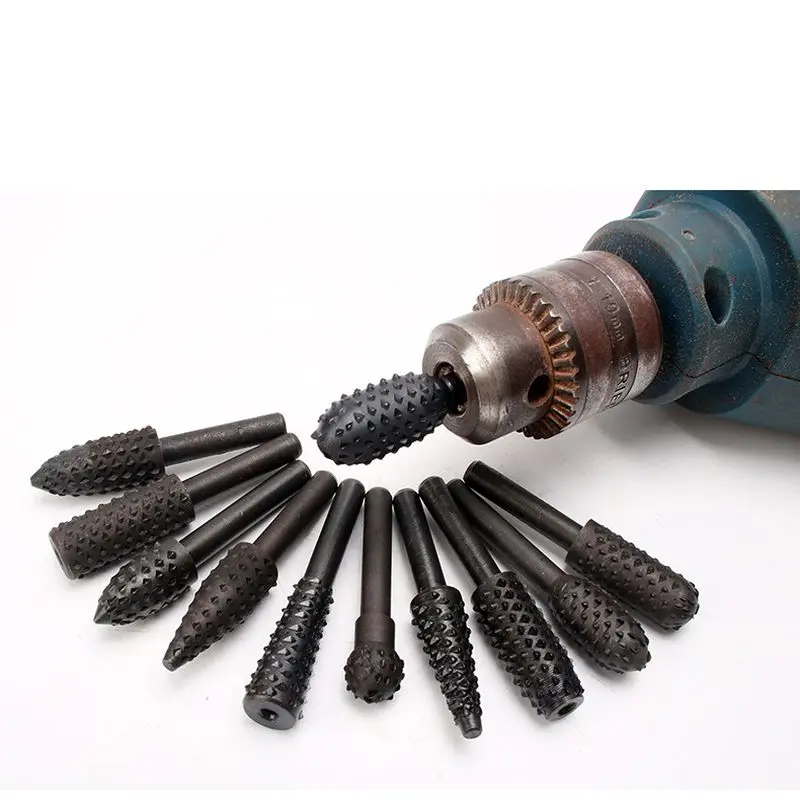 

10pcs Woodworking Tools Set Peeling Slotting Milling Cutter Wood Rotary File Dremel Router Bits Electric File Engraving Bits