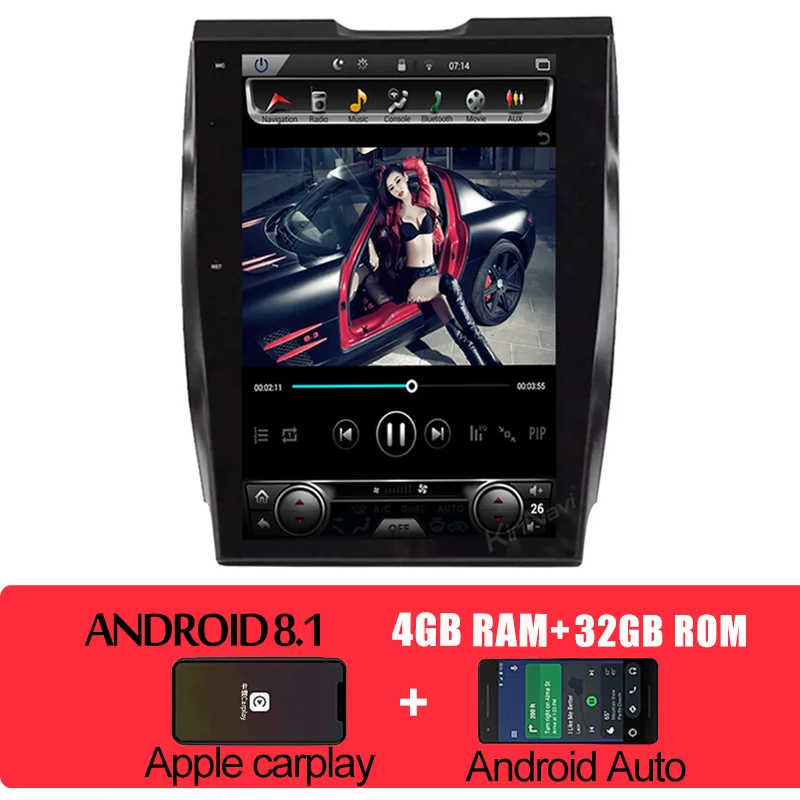 KiriNavi вертикальный экран Tesla style 12," Android 8,1 автомобильный Радио gps навигатор для Ford Edge автомобильный Dvd мультимедийный плеер 4G - Цвет: Android Car Radio