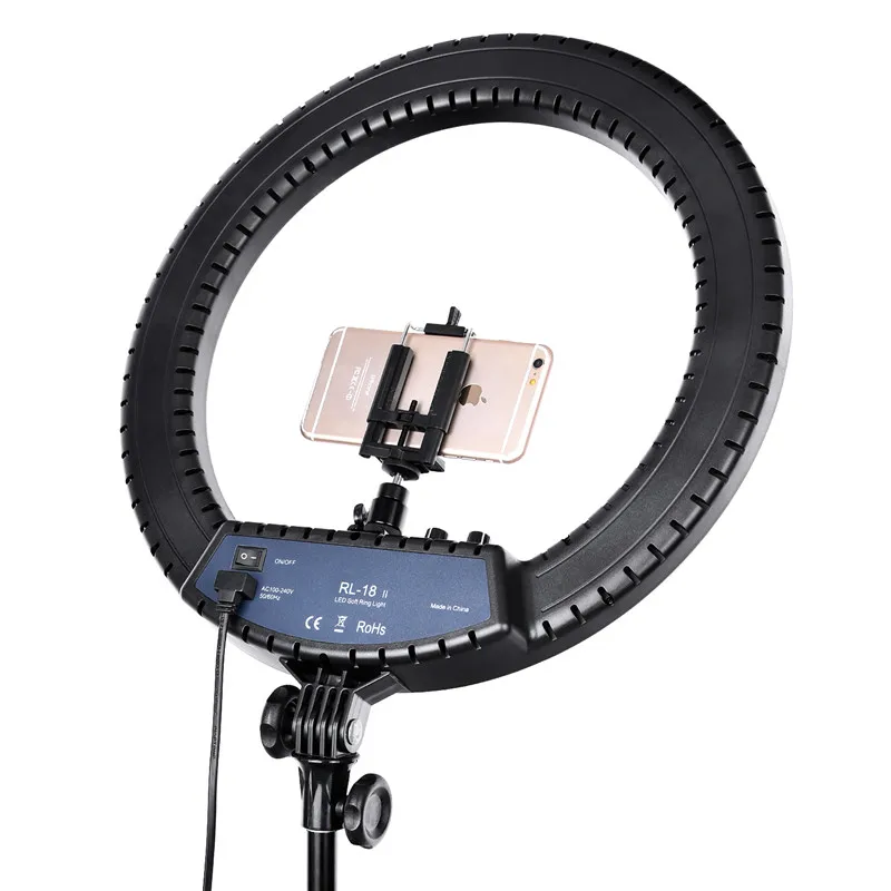 Fusitu RL-18II фотографический светильник с регулируемой яркостью 3200-5600K 512 светодиодный кольцевой светильник для камеры фотостудии телефон Макияж кольцо лампа с штативом