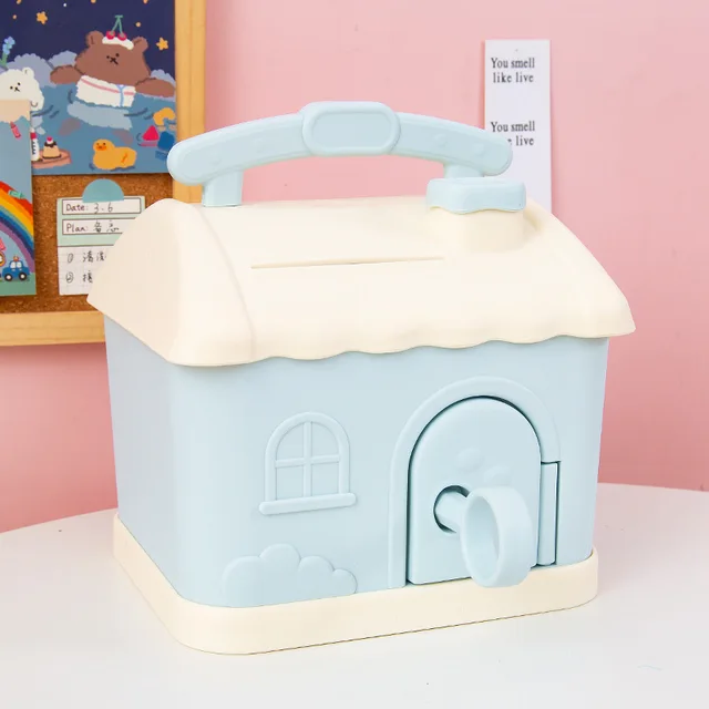 Unique Creative DIY Large House Piggy Bank PVC Unbreakable Money Saving Pot Coin Banks Coin Box With Key Gift Toy For Kids 4