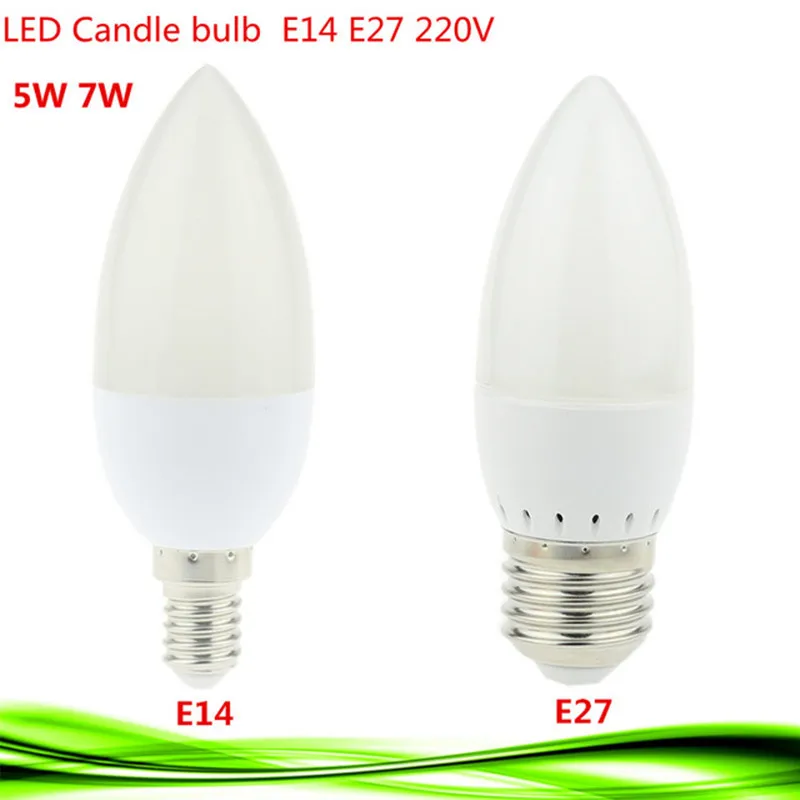 

1X E14 Led Candle Lamp Energy Saving Lamp Lights 5W 7W E14 E27 220V LEDs Chandelier Light Spotlight Bombilla led for a Home Deco