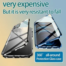 For iPhone 11 Case 360° Full Protection Magnetic Adsorption Metal iPhone 12 Pro Mini X XS Max 8 Plus SE2 Tempered Glass Phone