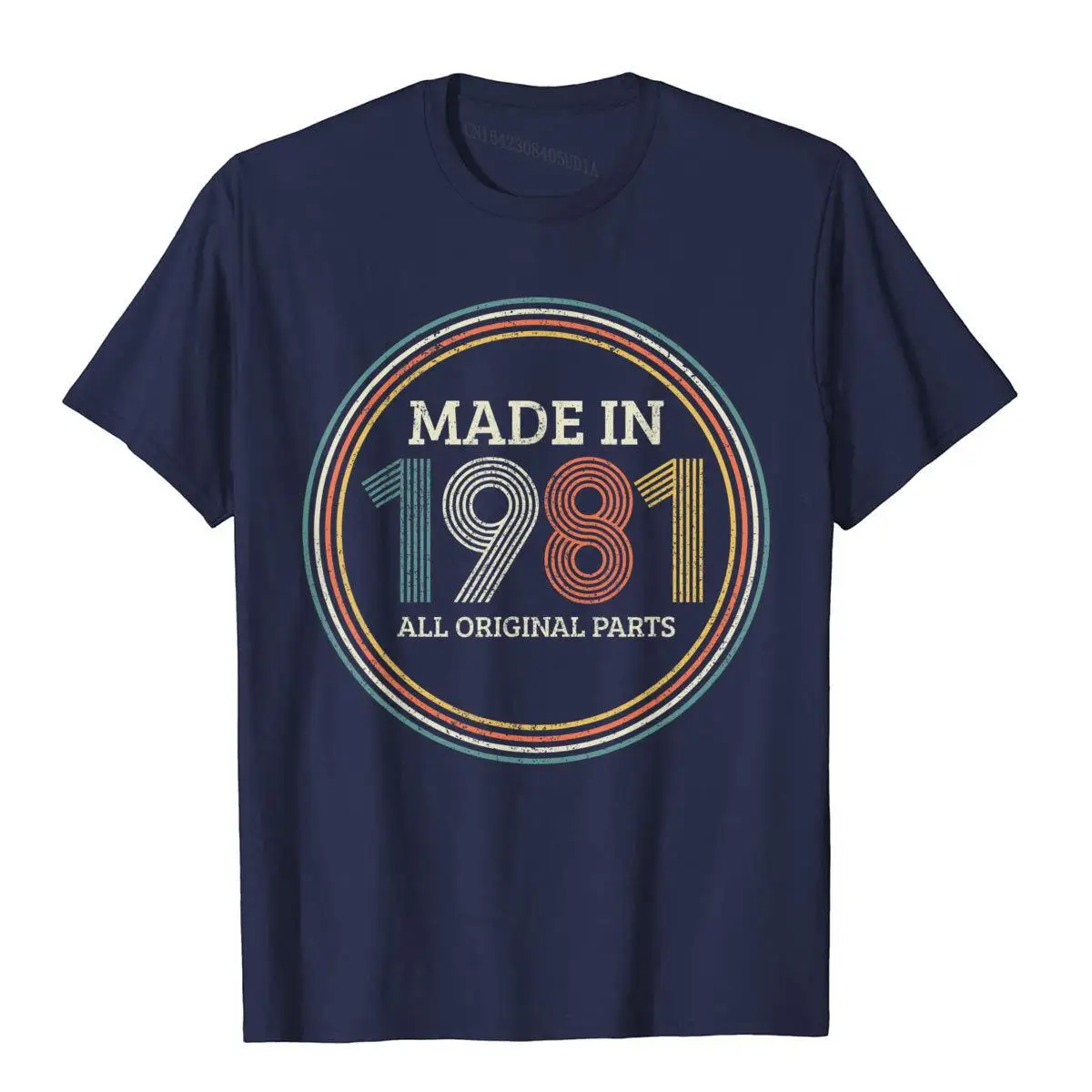 Mens 40th Birthday Funny Gift Retro Vintage 1981 Original Parts T-Shirt__B5806navy