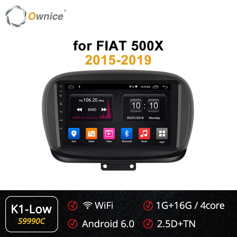 Ownice Автомобильный gps Navi Стерео K3 K5 K6 для Fiat 500X4G+ 64G авто радио плеер головное устройство Android 9,0 4G LTE 360 панорама DSP SPDIF - Цвет: S9990 K1 LOW