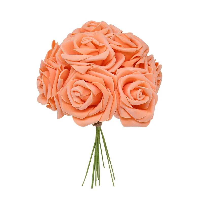 24 шт. 7 см ПЭ Пена розы цветы Красивые очаровательные Искусственные цветы букет невесты DIY Скрапбукинг свадебные украшения для дома - Цвет: F15
