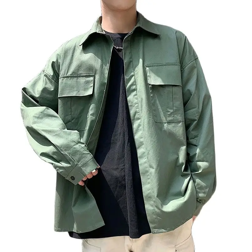 Male Cargo Shirt Spring Autumn Korean 