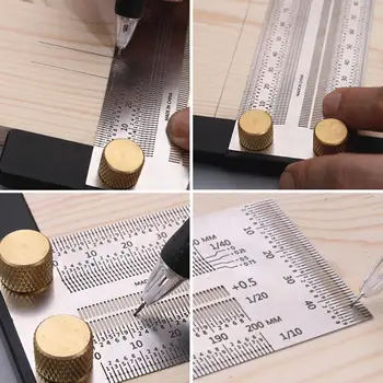 

High-precision Scale Ruler T-type Hole Ruler Stainless Pen with Woodworking Measuring Tool Mark Carpenter Gauge Scribing Li H3N8