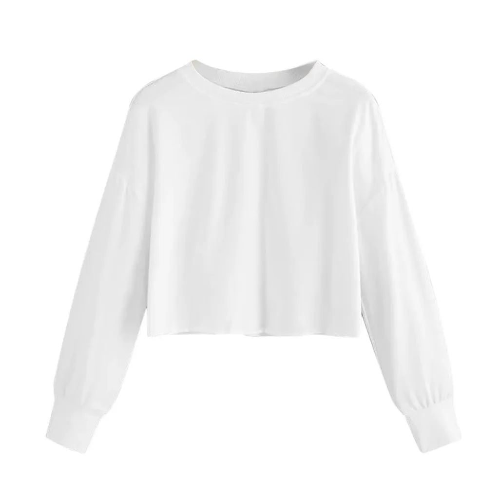 

Crop Top Hoodies Women Spring 2019 Fashion Streetwear Casual Long Sleeve White Hoodie Women Sweatshirt Clothing Sudadera Mujer