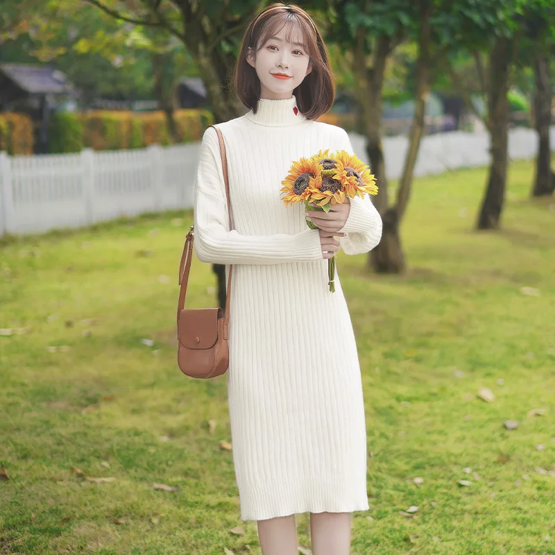 Шикарное платье цвета хаки новинка сезона осень-зима 2020 женское с высоким