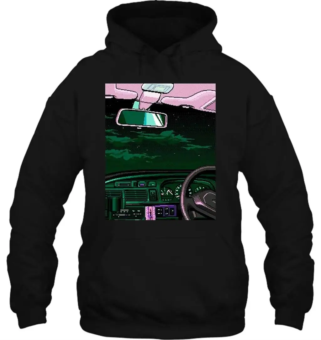 Мужская толстовка с капюшоном, модная мужская эстетика vaporwave 80 s, неоновая, с принтом для ночного вождения, для мужчин, Повседневная футболка для женщин, уличная одежда