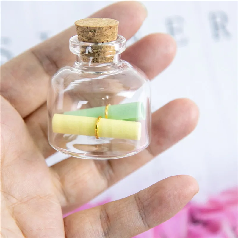 37x40x12.5mm 20ml Little Cute Glass Jars Containers Vials Empty Clear Transparent 20CC Glass Bottles With Cork 12pcs