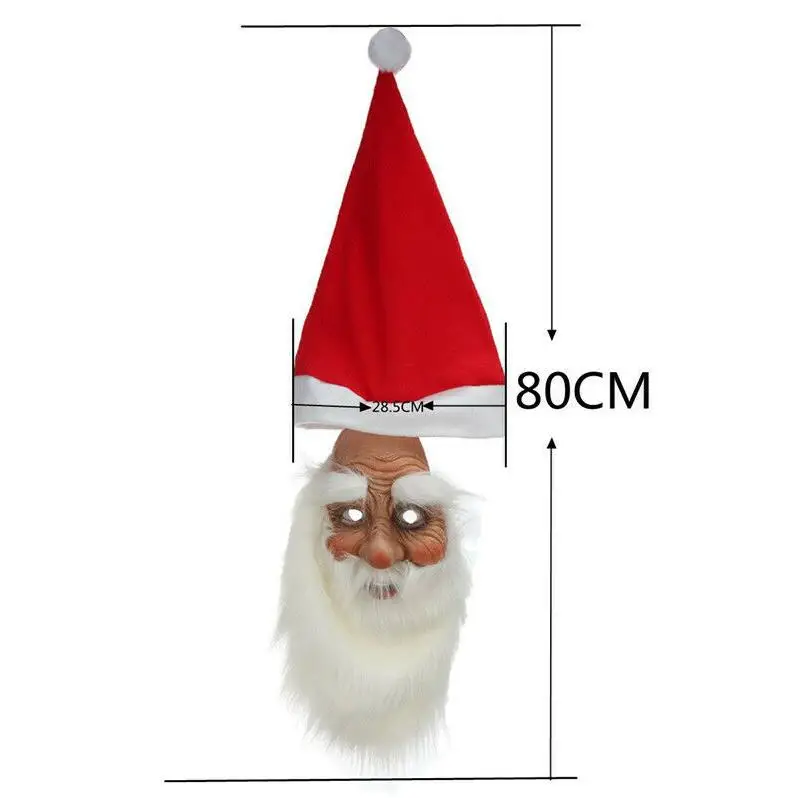 Funny Christmas Santa Claus Mask Full Face Covered Wig Beard Costume Christmas Party Holiday Supply Adult Halloween Mask