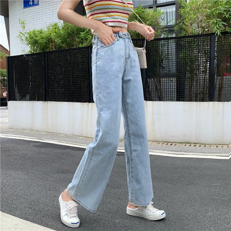 Summer Korean-style Fashion Loose-Fit Wide-Leg Jeans Hyuna Celebrity Style High-waisted Drape Casual Versatile Floor-Length
