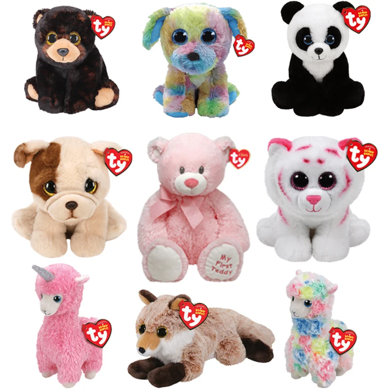 15Cm Ty Beanie Babies Series Cute Plush Animal Alpaca Dog Bear Bulldog Lion Tiger Bambola Di Pezza Ragazze Regalo Di Compleanno Di Natale