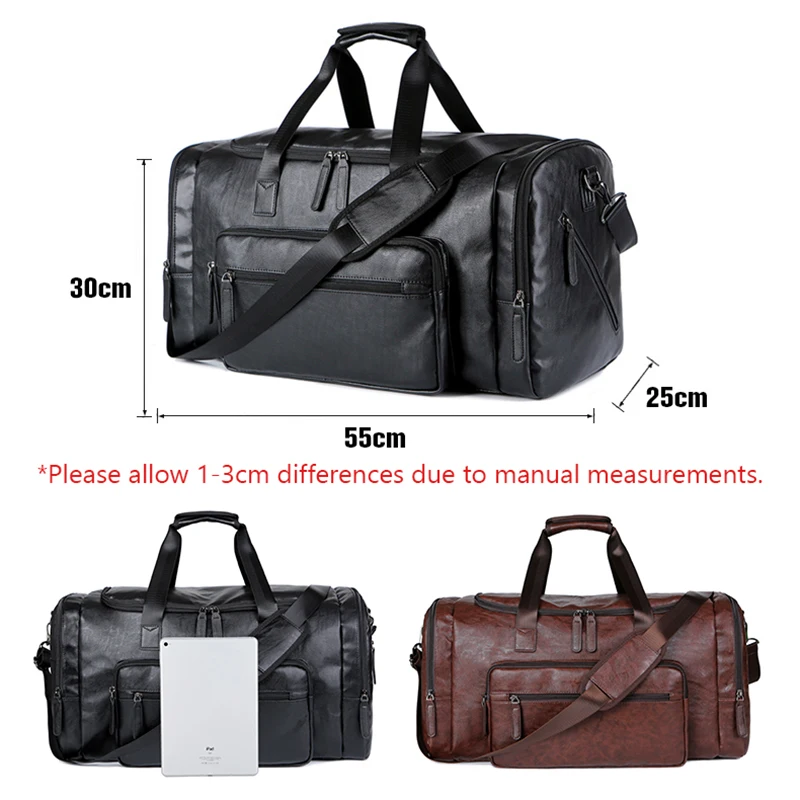 Retro Leather Travel Tote Bags Male Weekend Bag Mens Large Capacity Hand Luggage Duffel Handbags Shoulder Bag