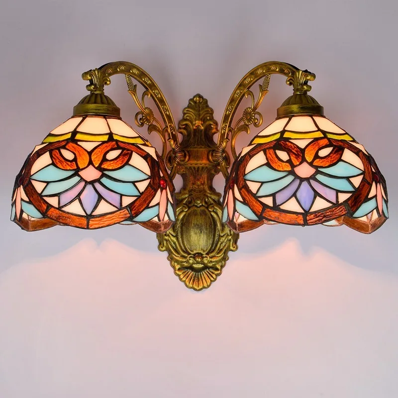

type restoring ancient ways is double wall lamp corridor American baroque color glass sitting room dining-room lamp