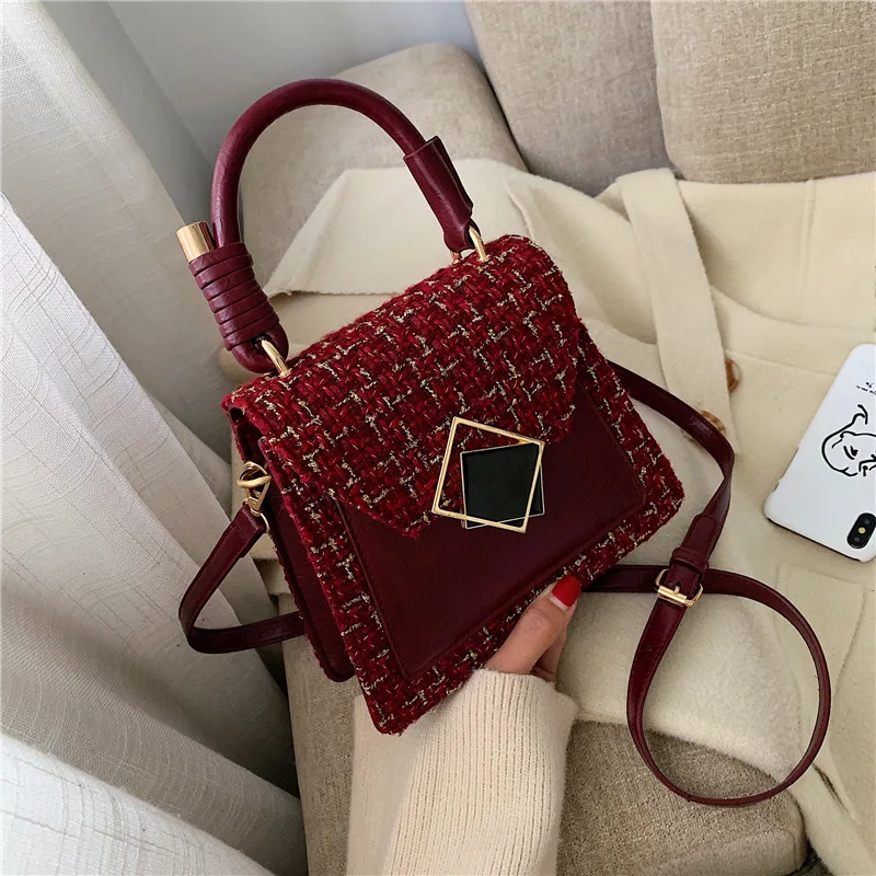 

French niche fashion woolen handbag 2019 new wave wild single shoulder Messenger bag