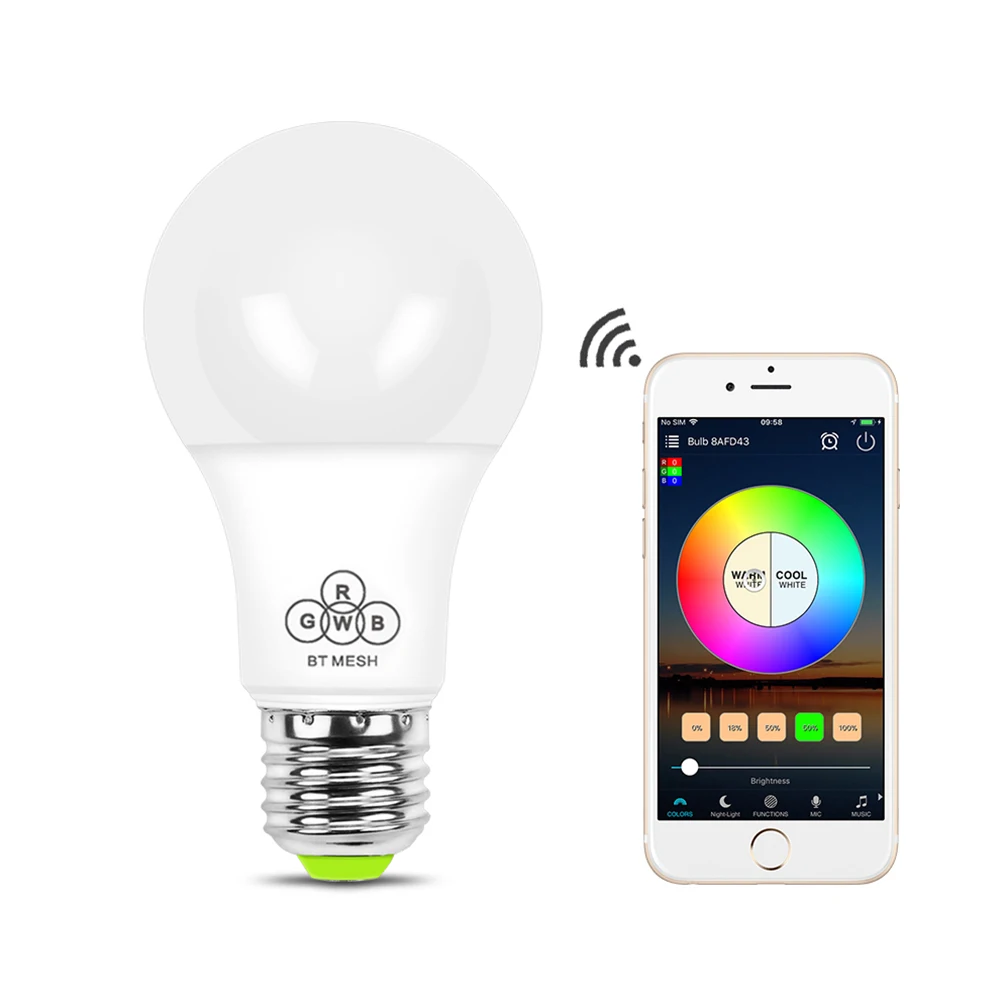 16 цветов сетчатая умная лампа Bombilla Spotlight светодиодный смарт-лампочка Bluetooth лампочка динамик светодиодный умный лампочка с регулируемой яркостью светодиодный таймер 3 режима