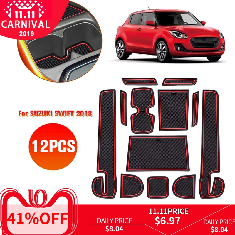 

KKMOON 12PCS Car Pad Center Console Mats Anti-dust Non-Slip Interior Door Storage Liner Accessories for SUZUKI SWIFT 2018