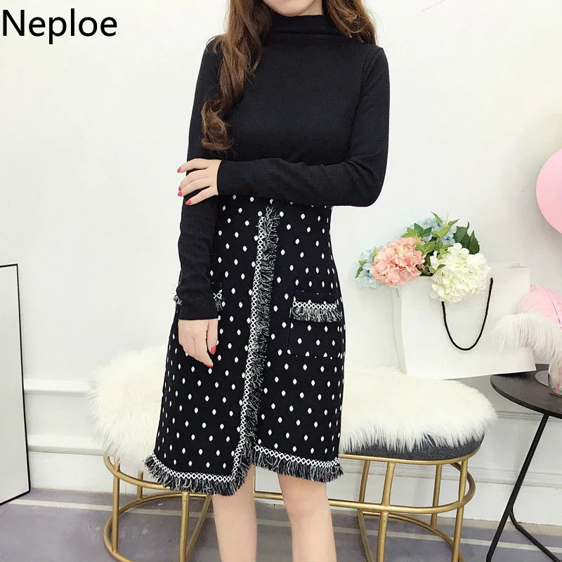 Neploe/осенне-зимняя стандартная юбка в стиле пэчворк, клетчатая высокая талия, бедра, обтягивающие, Jupe Femme, с кисточками, толстый карман, Faldas Mujer 46933