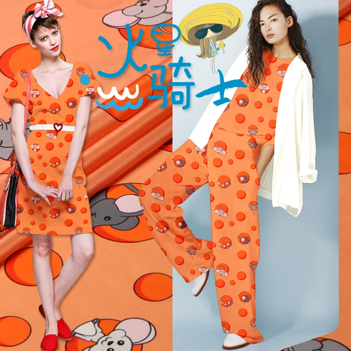 135 см шелковая ткань с мультяшным принтом 12 мм шелковая крепдешин ткань микро перспективная ткань для рубашек и платьев оптом шелковая ткань