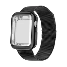 Чехол+ ремешок для часов Apple watch 5 4 44 мм 40 мм Миланский Браслет из нержавеющей стали для Apple Watch 3 2 1 42 мм 38 мм