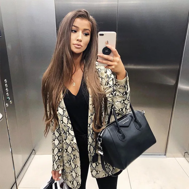 

Fashion Blaser Feminino Winter Clothes Women 2019 New Women's Snake Print Long-sleeved Suit Women Blazer Mujer Bleiser Feminino