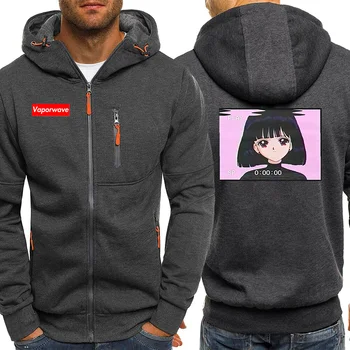 

2019 Hot Sale Autumn Cartoon Girl Vaporwave Harajuku Hoodie Mens Zipper Sweatshirt Casual Hooded Jacket Long Sleeve Streetwear