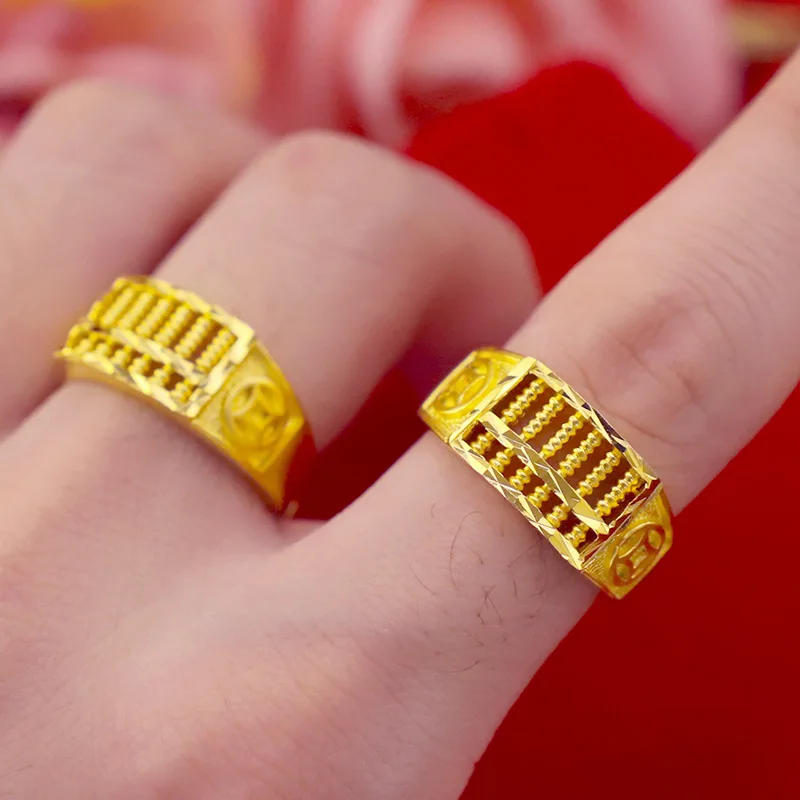 Fashion 18k Gold Ring For Men Wedding Engagement Jewelry Lucky Money Abacus Ring Yellow Gold Man S Ring Fine Jewelry Gifts Male Rings Aliexpress