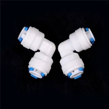 

New 2Pcs Fitting Push Fit Tube 1/4"-1/4" Elbow Quick Connect RO Water Reverse Parts